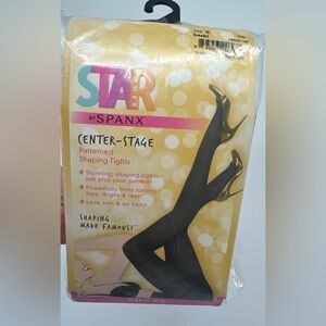 SPANX Star Power Center Stage-Patterned Shaping Tights Black Size G Ribbed Row